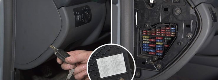 bezpieczniki w kabinie pasażerskiej Audi A3 8l