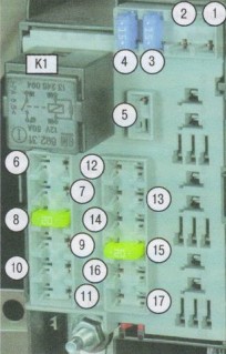 Schemat blokowy w bagażniku Opla Corsy d