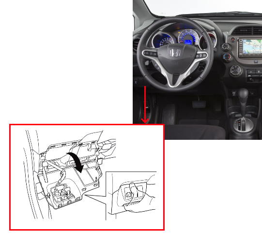 Lokalizacja bezpiecznika bo Honda Fit 2G